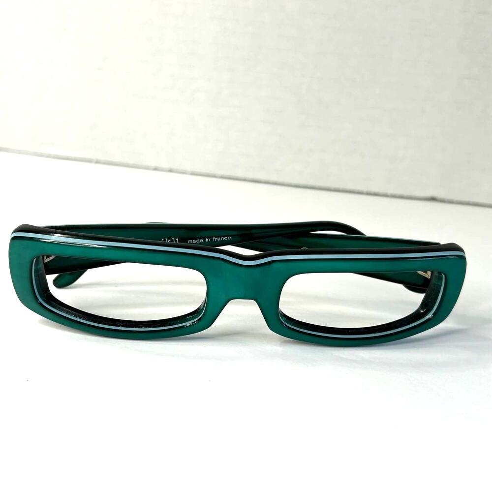 Face à Face Boz ilzli Eyeglass Frames Women OS Teal Green Excellent France Rect